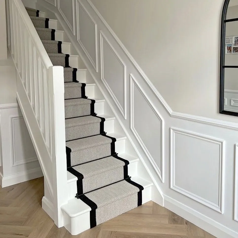 Elegant stair runner installation